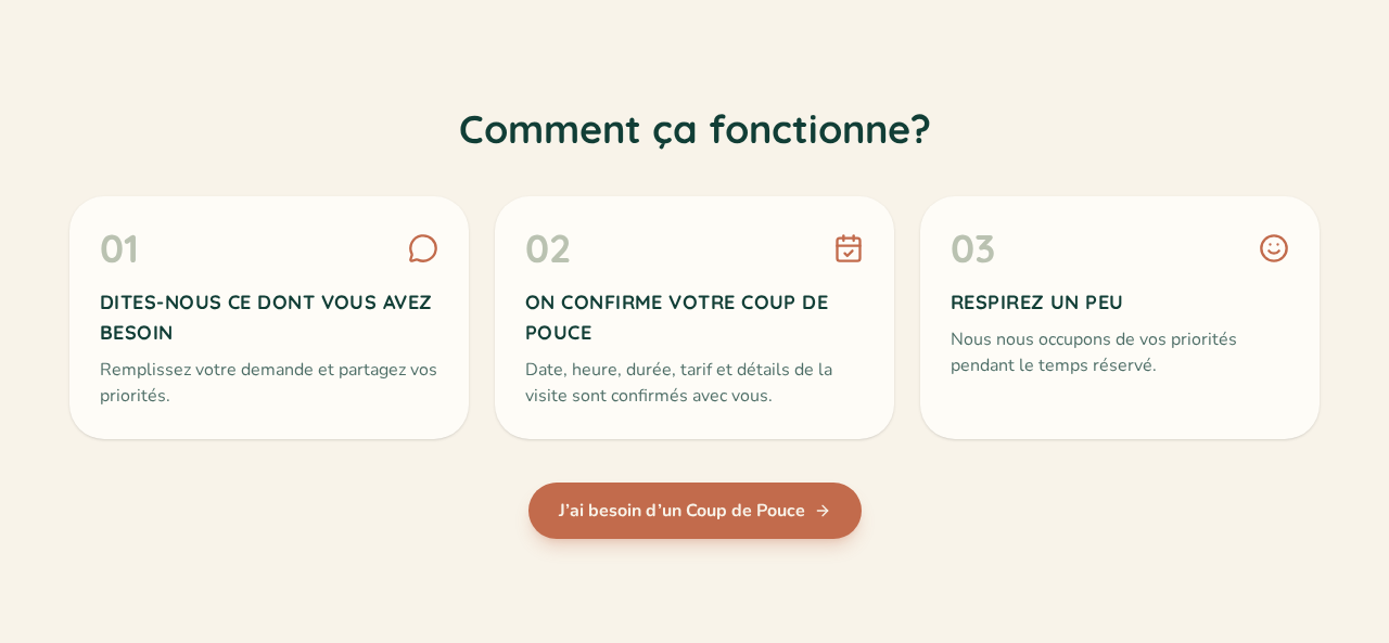 Actual website section explaining the three steps to request family support.